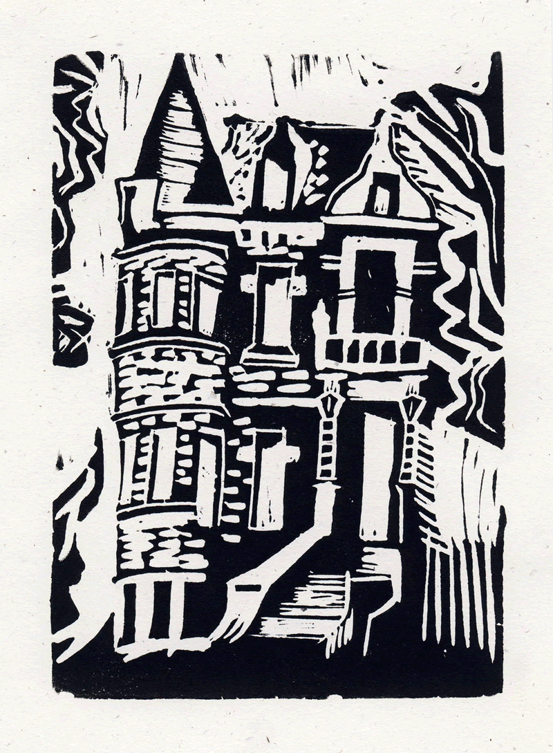Lino Print made by Sylvia, August 2009.